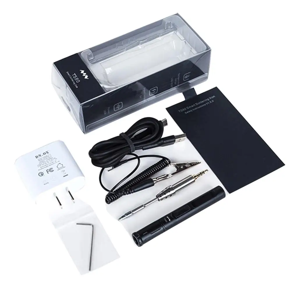 Мини TS80 цифровая паяльная станция QC3.0 USB Type C OLED программируемый интерфейс STM32 чип