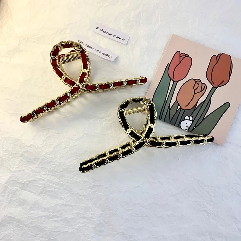 

H:HYDE зажим для волос на цепочке для женщин и девушек, модные геометрические аксессуары для головы ручной работы в Корейском стиле