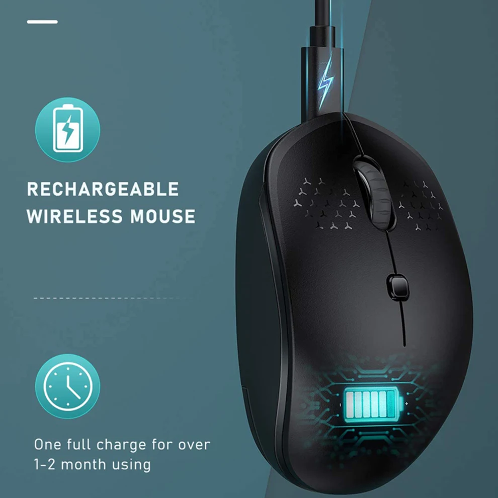 SeenDa Bluetooth Rechargeable Wireless Mouse Slient Click 2400 DPI Type-c+USB for Laptop iPad Computer Mause Ergonomics | Компьютеры и