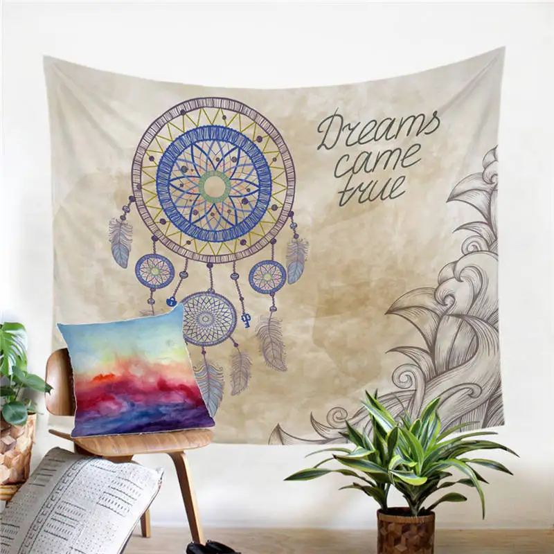 BeddingOutlet Hipster Watercolor Tapestry Dreamcatcher Feathers Wall Hanging Bohemian Art Carpet Decorative Tapestry 2 Sizes - Цвет: 5