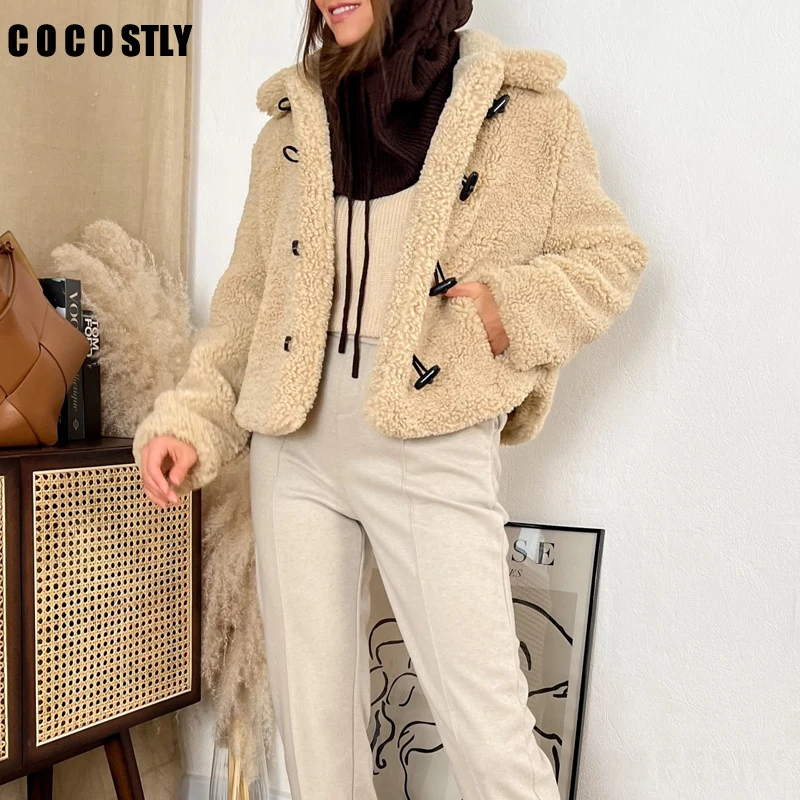 Женская утепленная куртка из овечьей шерсти повседневная Короткая свободная