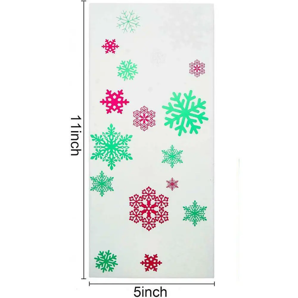 

100pcs Xmas Self-adhesive Cookie Packing Plastic Bags Christmas Cellophane Party Bags Treat Candy Bag Festival Party Favor Gift