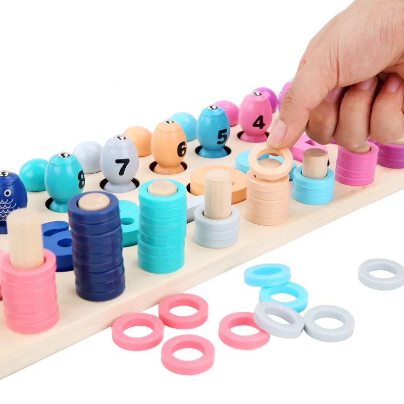 Деревянный цифровой номер в форме пары со строительными блоками детская игрушка