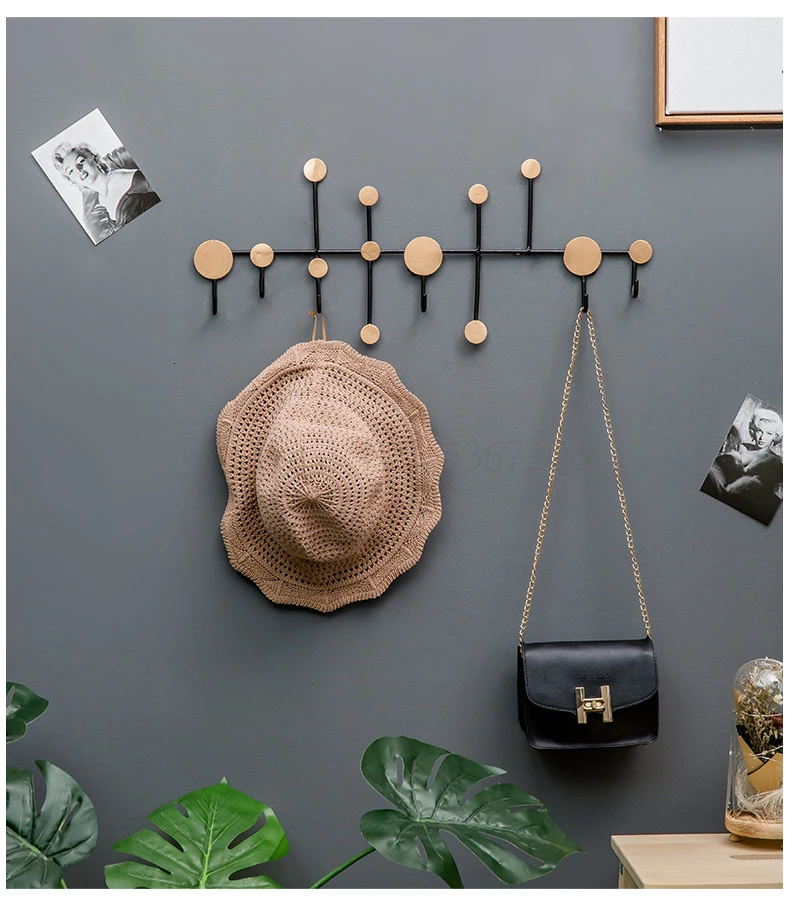 Iron hook wall hanging wall building kitchen porch door rear object rack retro creative clothes hook
