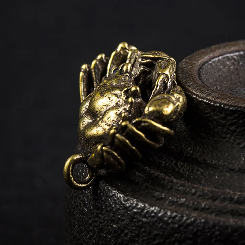 Старинный латунный Мини Краб Брелоки-статуэтки шнурки кулон ювелирные изделия