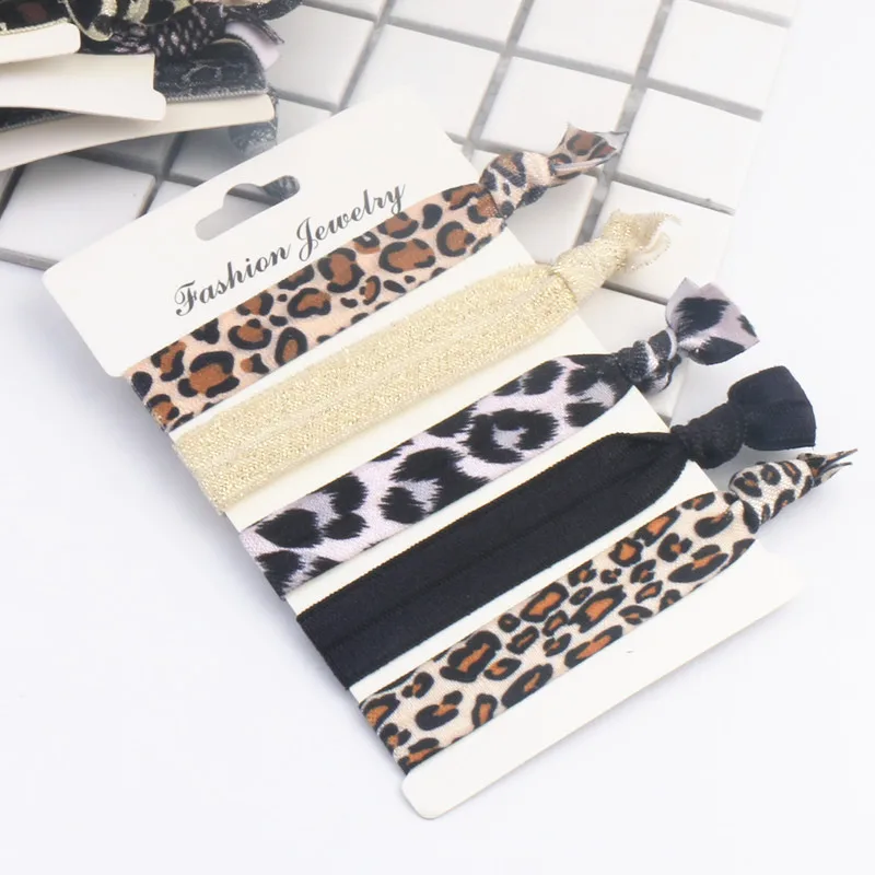 Новинка модные эластичные резинки для волос с леопардовым принтом 5 шт./компл.
