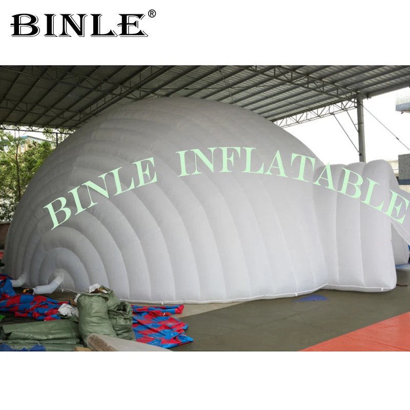 

Professional designed snail shaped white inflatable dome tent with 2 tunnel entrances event marquee dome for Bar Party and event