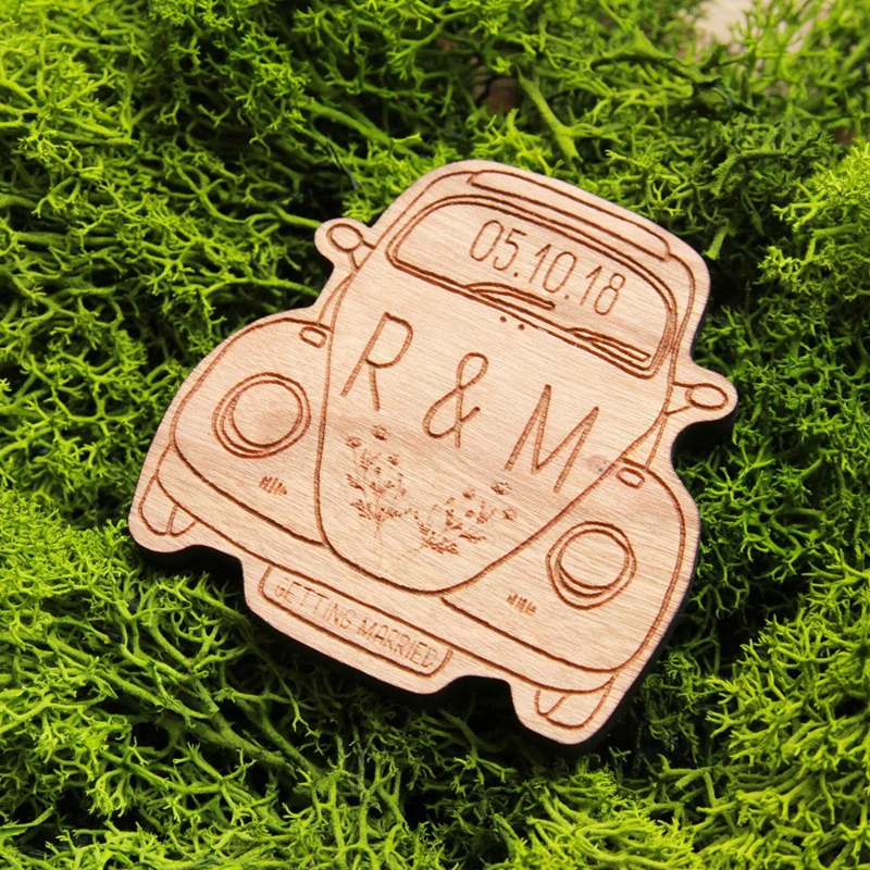 Деревенский Жук сохраняет дату дерево магниты свадебные сувениры украшения