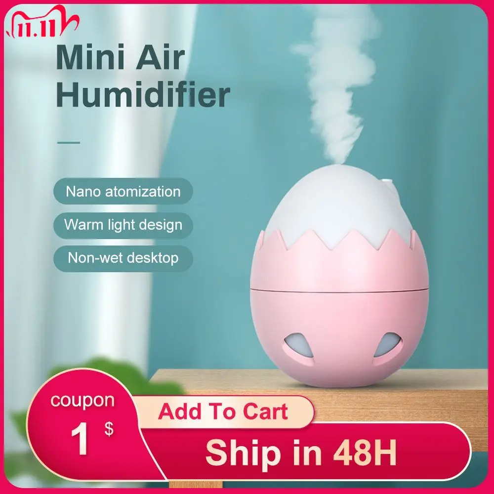 

Mini Air Humidifier 400ml Intelligent Power Off Warm Light Cute 2021 New Humidifier Quiet diffuser humidifier for home