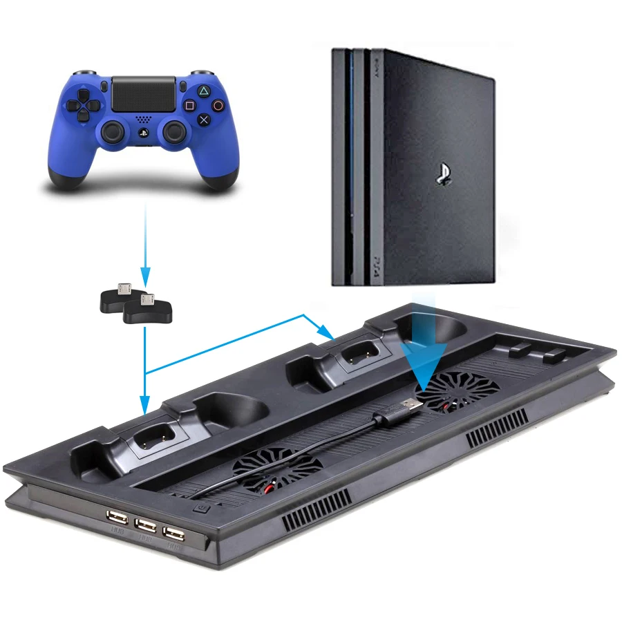 PS4 PRO вертикальный Зарядное устройство Док-станция кулер для PS 4 Play Station джойстик