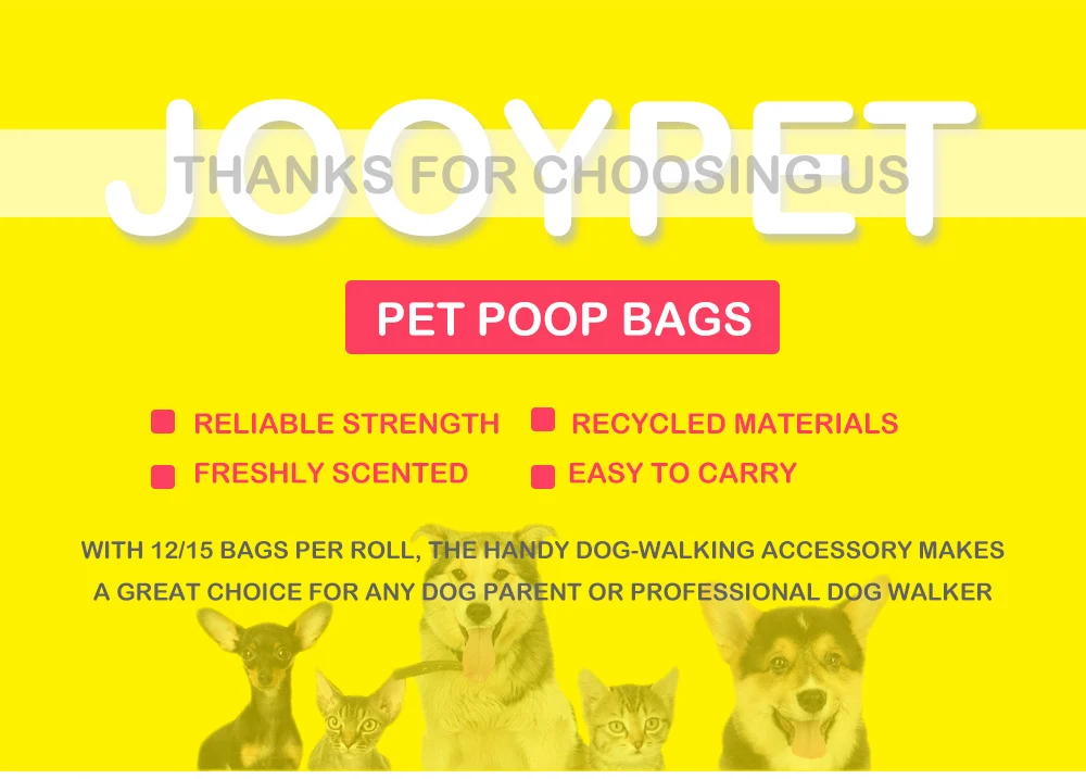 JOOYPET Compostable горячий розовый собачий мешок для мусора пластиковый мешок для мусора биоразлагаемый