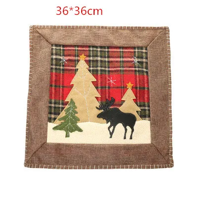 Cushion cover Рождественская скатерть ткань в клеточку лося маленькая елка стол изоляционный коврик новогодние праздничные украшения Рождественские подарки - Цвет: Cushion cover