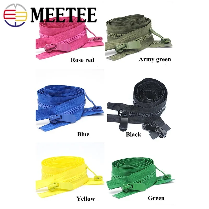 Meetee 2 шт. 120 см 8 # Смола открытый конец двойной слайдер головы молния для пуховой