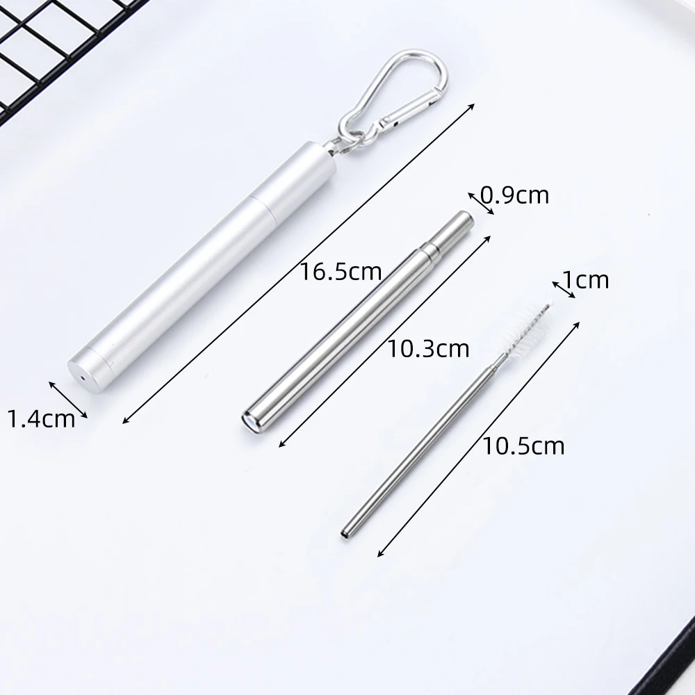 Телескопическая соломинка для питья из нержавеющей стали портативная