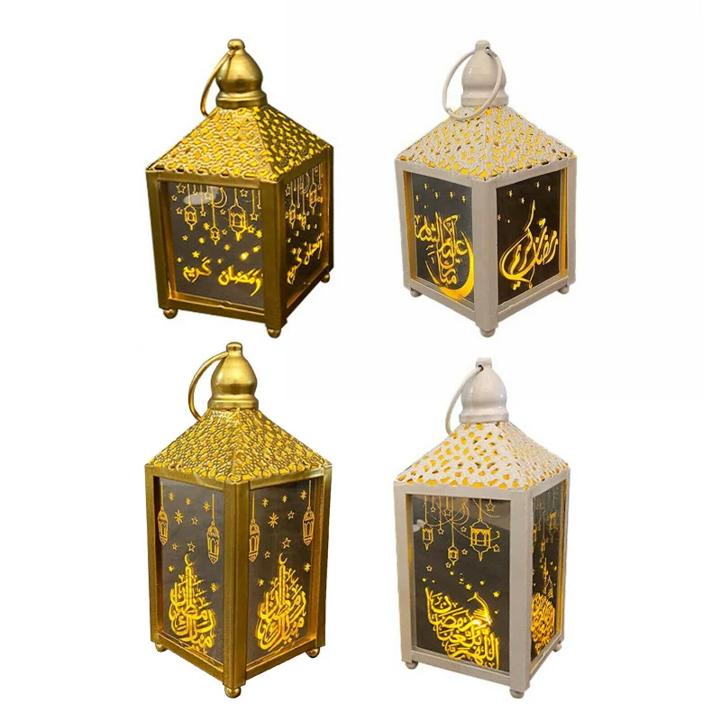 

Eid Mubarak Muslim Ramadan Hanging Night Light Lamp Decor Elegant Square Lantern Holiday Lighting Lights & Lighting Wrought Iron