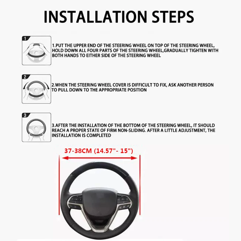 

Car Steering Wheel Cover 38cm Anti-Slip Durable In Use for MG HS GT GS ZS MG3 MG5 MG6 MG7 Car Interior Accessories Suede Leather