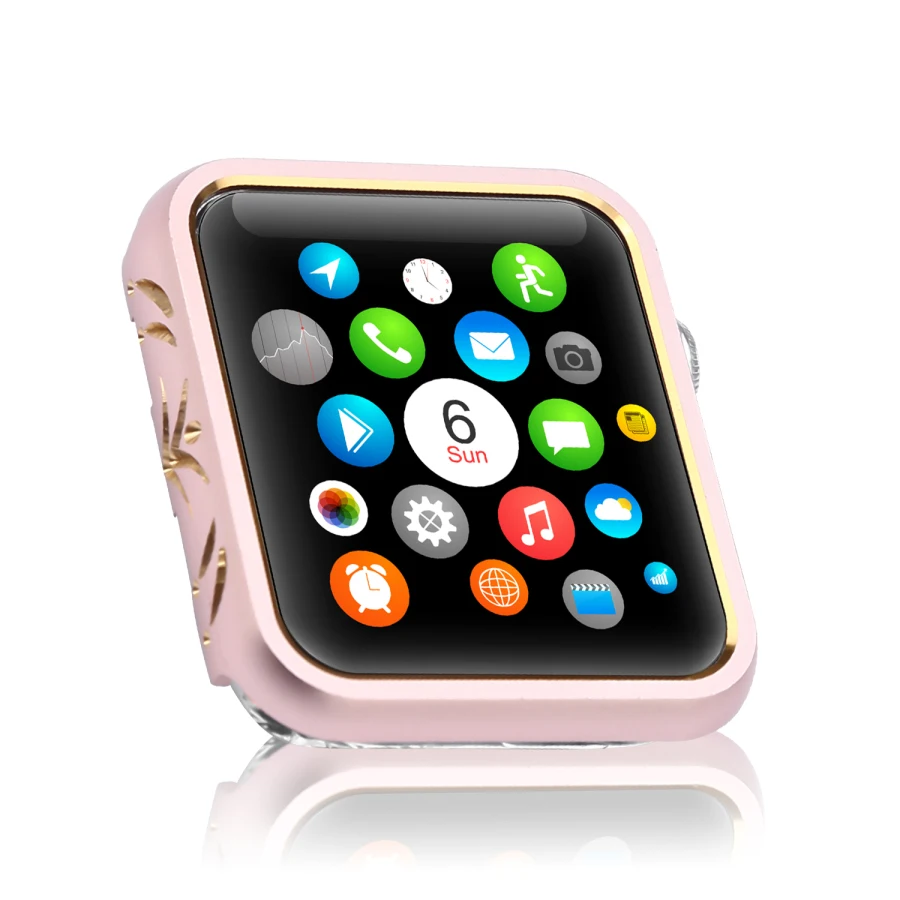 Двухцветная алюминиевая оправа из металлического сплава чехол для Apple Watch крышка полная защита серии 1 2 3 42 мм 38 мм идеально подходит бампер - Цвет: Pink Gold
