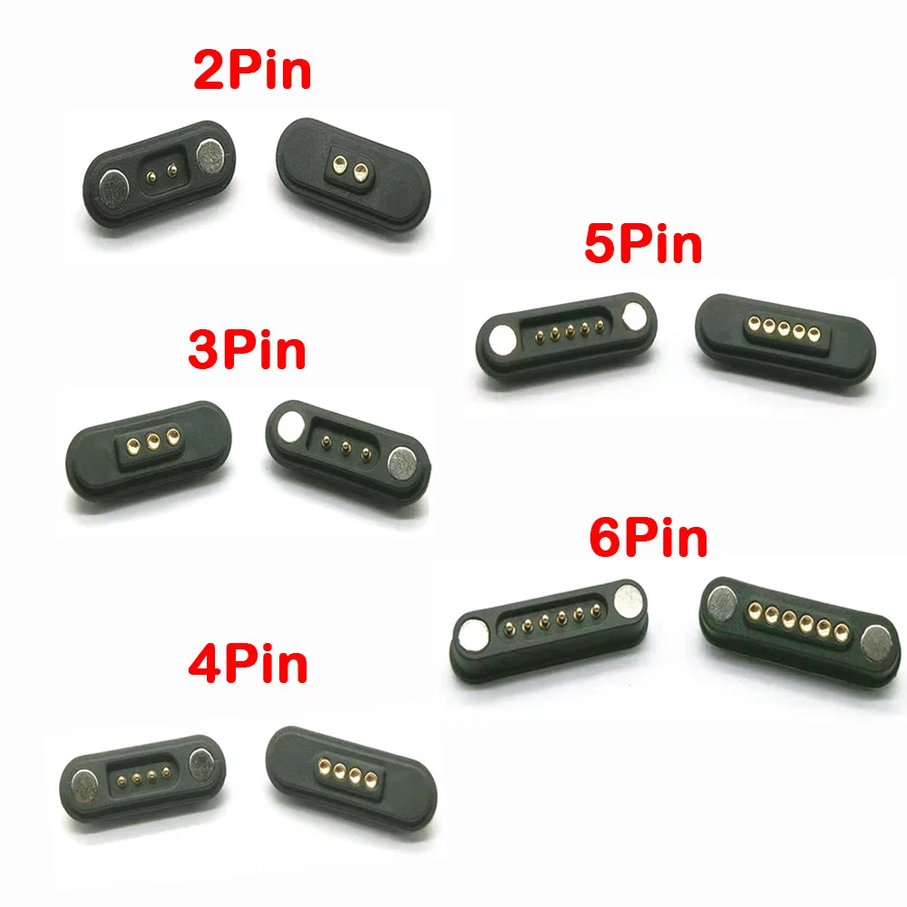 2A Waterproof Magnetic Pogo Pin Connector 2 / 3 / 4 / 5 / 6 Pins Spring Loaded Pogopin Male Female DC Power Socket Contact Strip
