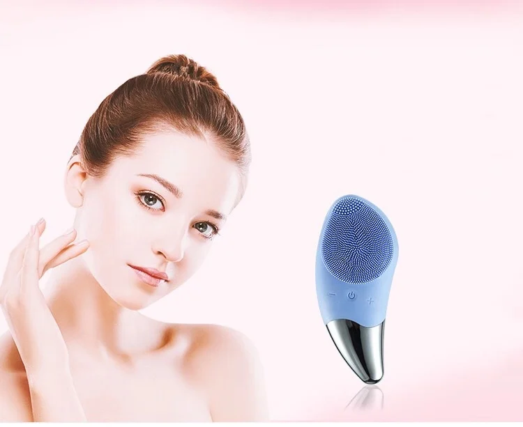 USB Rechargable Mini Electric Facial Cleansing Brush Silicone Sonic Face Cleaner Deep Pore Cleaning Skin Massager | Красота и