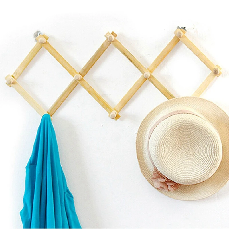 Настенная вешалка для аккордеона 10 крючков упаковка из 2 натуральных деревянных