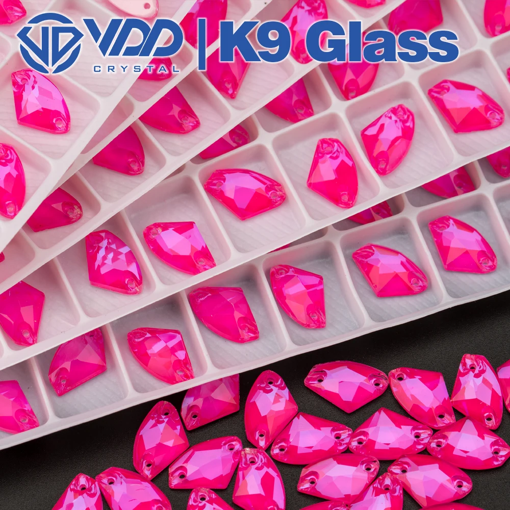 

VDD Galactic AAAAA K9 Neon Rose Glass Sew On Rhinestones Sewing Crystal Flatback Stones For Clothes Accessories Wedding Dress