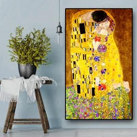 classic artist gustav klimt kiss abstract oil painting on canvas print poster modern art wall pictures for living room cuadros