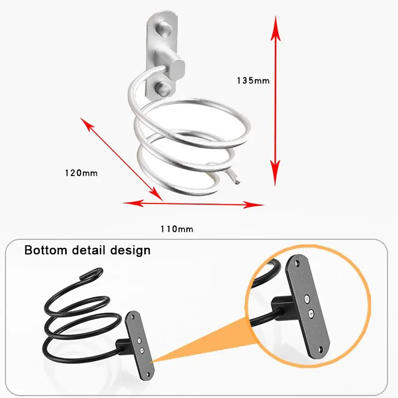 

Aluminum Wall Hair Dryer Holder Rack Barber Salon Styling Storage Straightener Organizer Hairdryer Stainless Steel Stand Bracket