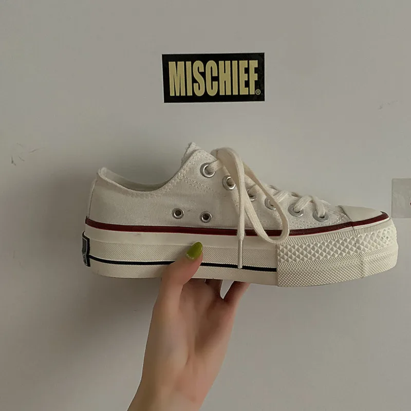 Кеды женские холщовые классические кроссовки на платформе 3 см модная Уличная