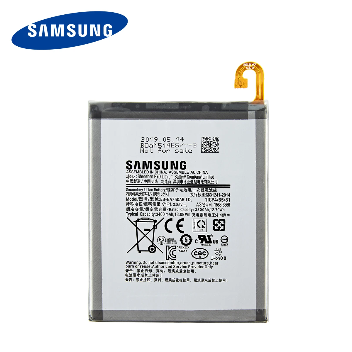 SAMSUNG-bater&iacute;a original de EB-BA750ABU, 3400mAh, para SAMSUNG Galaxy A7, versi&oacute;n 2018, A730x, A750, SM-A730x, A10, SM-A750F-2