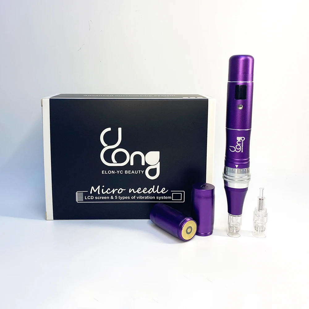 ELON-YC Derma Pen E5 беспроводная ручка для ухода за кожей удаление шрамов с 2 запасными