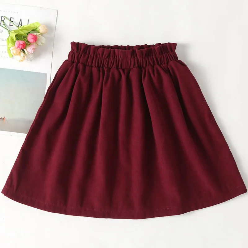 Новинка 2020 года модная Однотонная юбка для маленьких девочек на пуговицах
