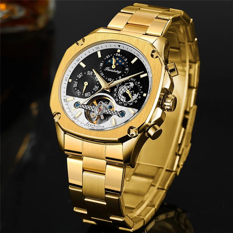 FORSINING Tourbillon Automatic Mechanical Men Wristwatch Military Sport Male Clock Top Brand Luxury Waterproof Man Watch 6912 | Наручные