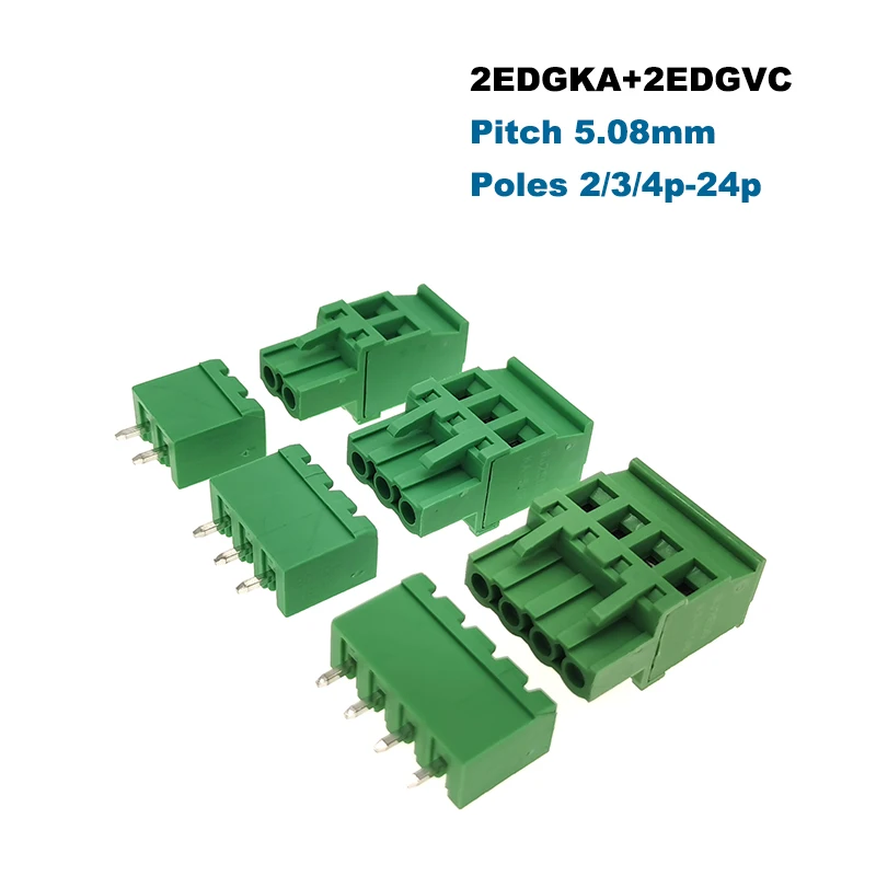 20 шт. шаг 5 08 мм Штекерный винтовой клеммный блок для печатной платы 2EDGKA/VC/RC/V/R