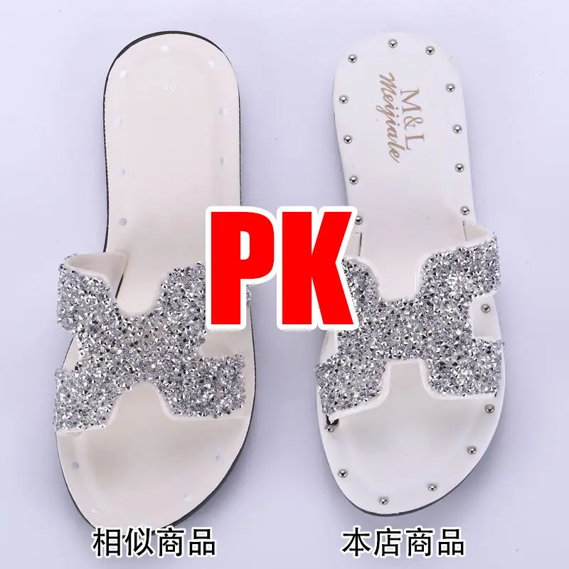 

New Slippers Women's Sandals Platform Shoes Outside Korean Fashion Luxury Rhinestone Slippers Women Home Designer Slipper 2021