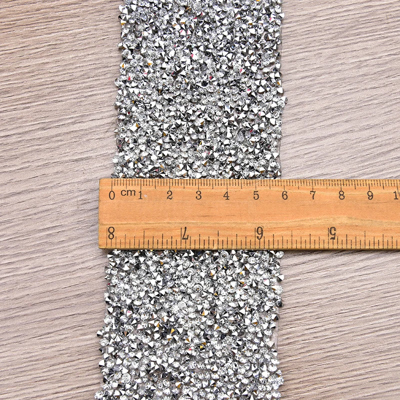 Новое поступление кристаллических серебряных стразы Обрезка 1 ярд/Лот ширина 5 см