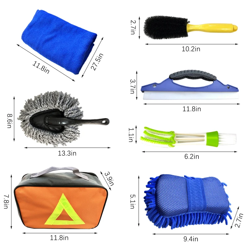 

6Pcs Car Cleaning Wash Tools Kit for Detailing Interiors Premium Microfiber Cleaning Cloth Car Wash Sponges Tire Brush Blade