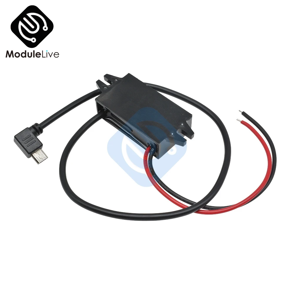 Двойной преобразователь Micro USB с одним левым изгибом от 12 В до 5 3 а/15 Вт понижающий