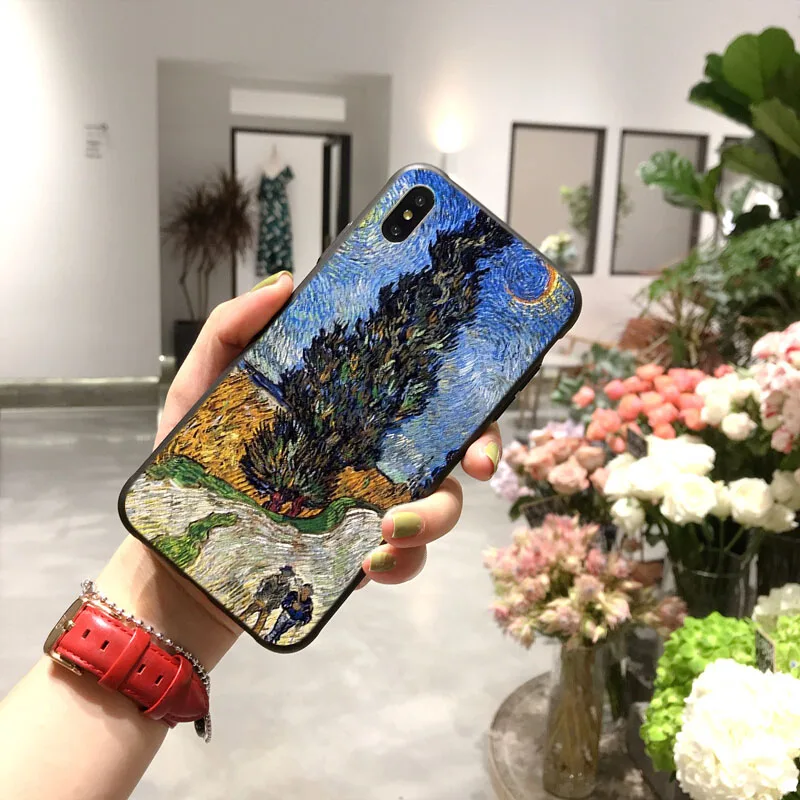 Ван Гог Картина маслом ТПУ мягкий силиконовый черный чехол для телефона iPhone 11 pro XS