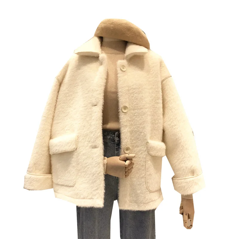 

Imitation mink velvet jacket women 2020 winter new Korean version loose western style ins tide fur fur coat