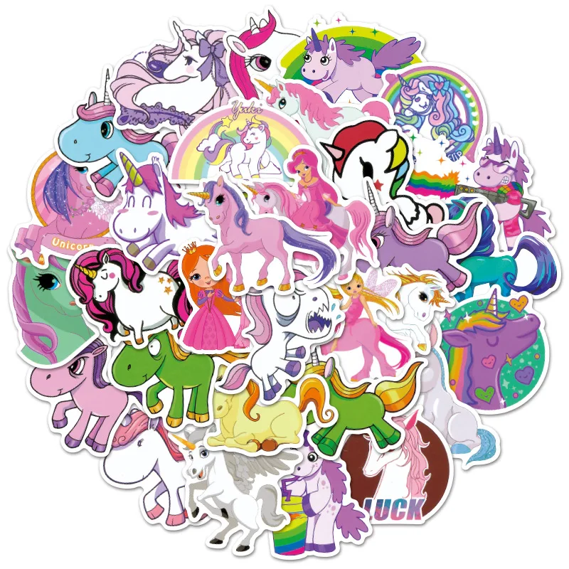 

10/50Pcs Stickers for Unicorn Cartoon Animal Waterproof Cute Graffiti Sticker to DIY Luggage Bike Notebook Laptop Guitar Decals