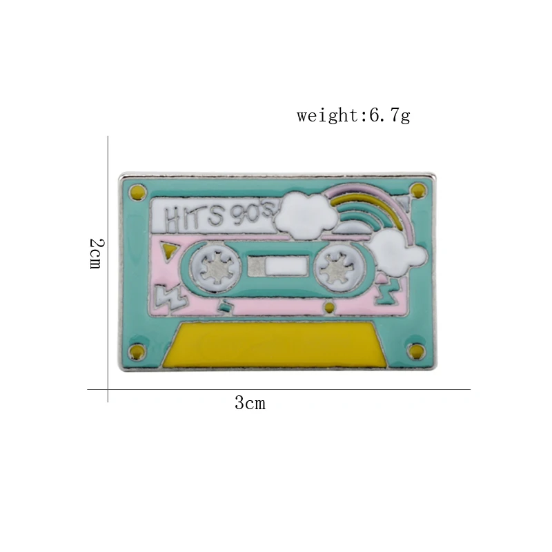 Vintage Music Tape Enamel Metal Badges Lapel Pins Brooches For Women/Men Kids Children Friends Jewelry Gift