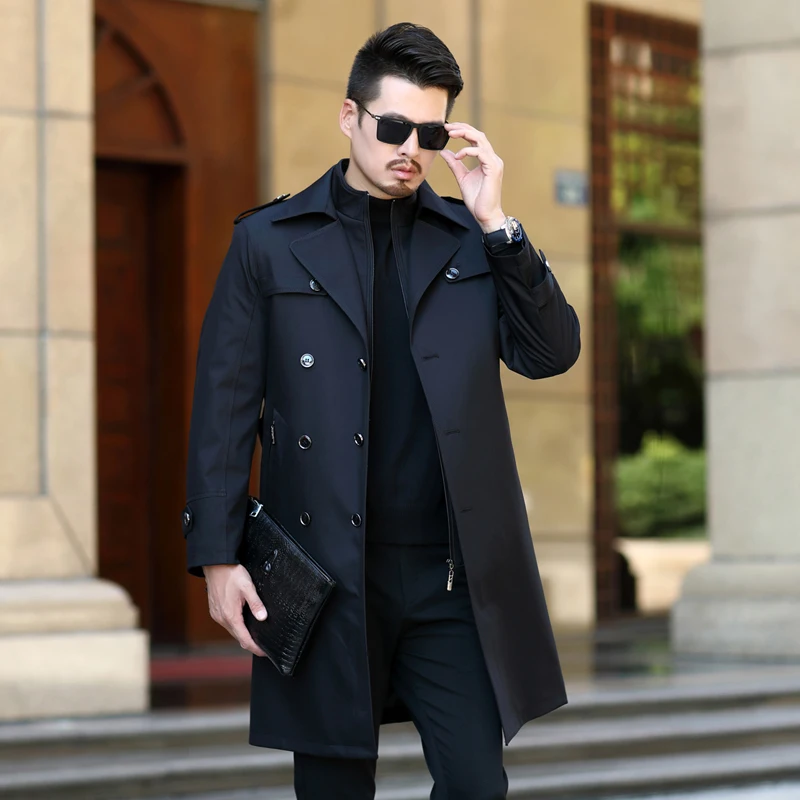 Два в одном Тренч Мужская брендовая одежда Высокое качество мужской s 2019 модная