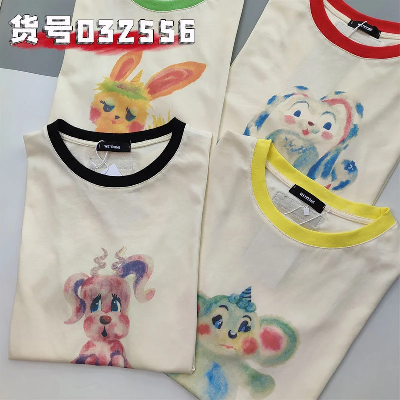 

We11done cute little monster hand-painted graffiti round neck T shirt 1:1 high quality leisure sports loose cartoon T-shirt
