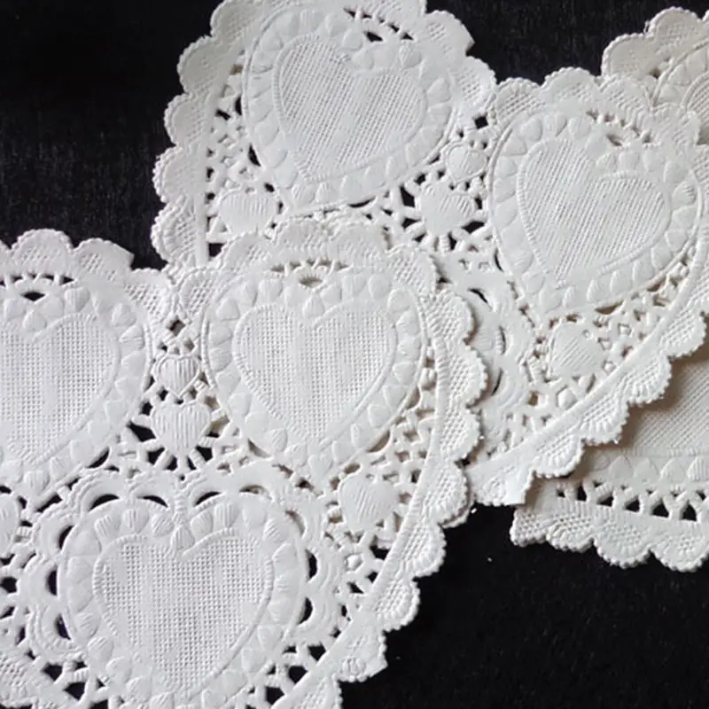 100 шт./компл. 4 дюйма 10 см в форме сердца бумага Doily белые салфетки | Дом и сад