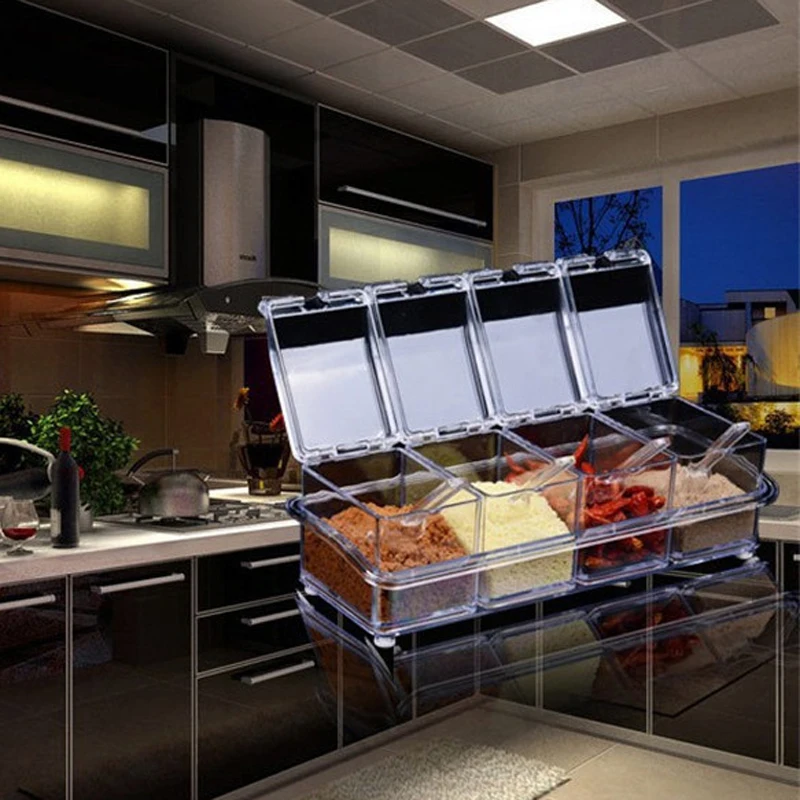 4 шт./компл. прозрачная коробка для приправ фотоэлементы фотоемкость с