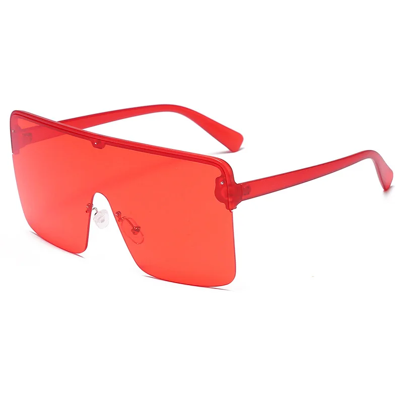 

New European and American fashion luxury big frame one-piece transparent square UV400 sunglasses riding glasses