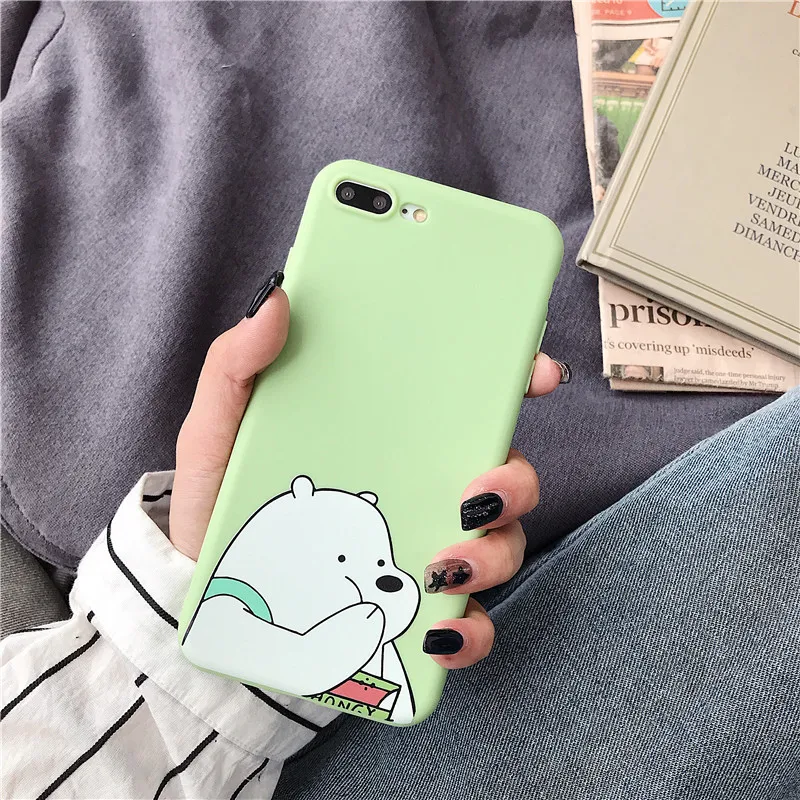 Небесно-голубой Чехол для телефона для iPhone XS Max XR 7 Plus 6 6s роскошный для женщин Мы Голый медведь чехол для iPhone 8 Plus Мягкий ТПУ силиконовый чехол - Цвет: Небесно-голубой