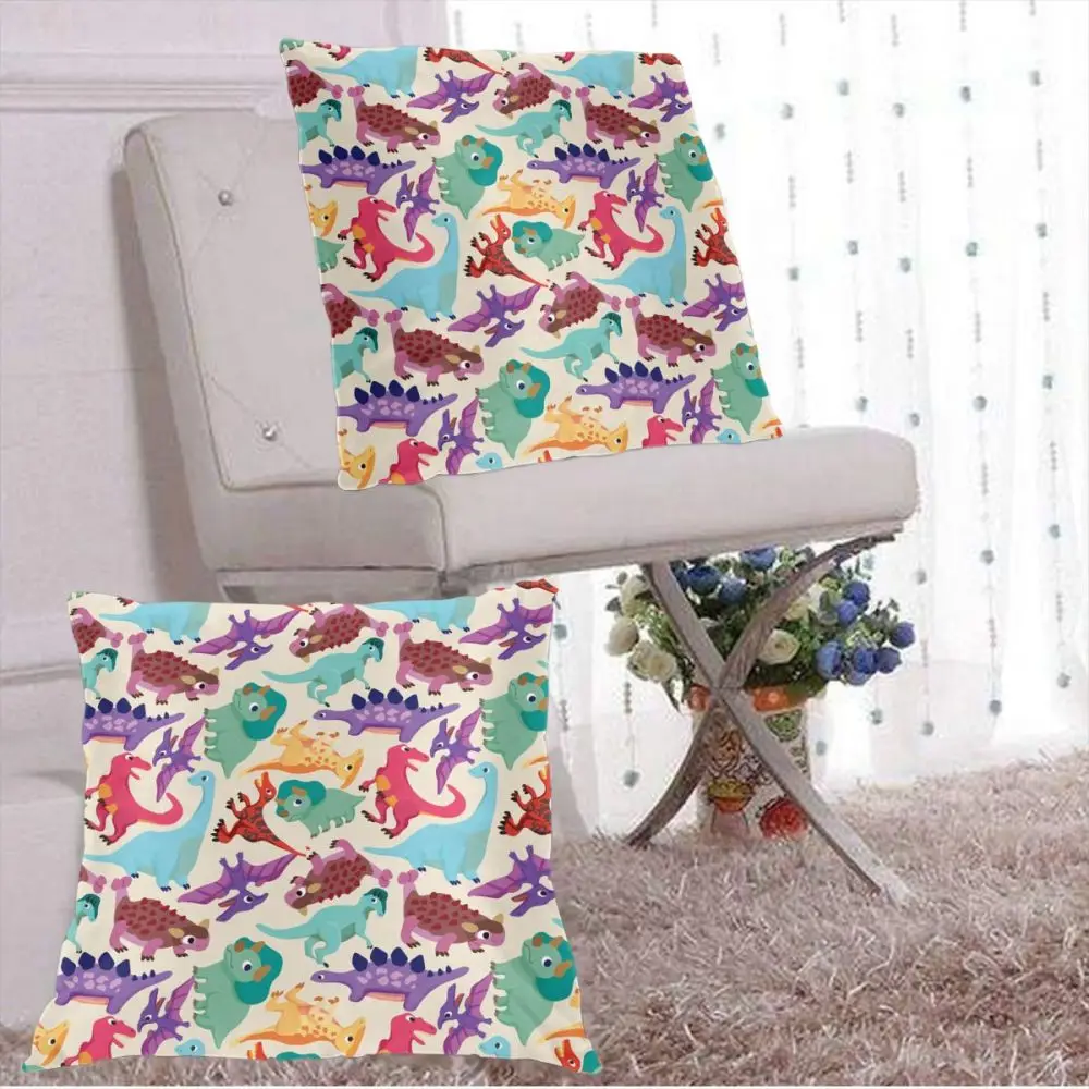 

Colorful Dinosaur Pillow Case Polyester Throw Pillow Case Decorative Pillowcases Cover
