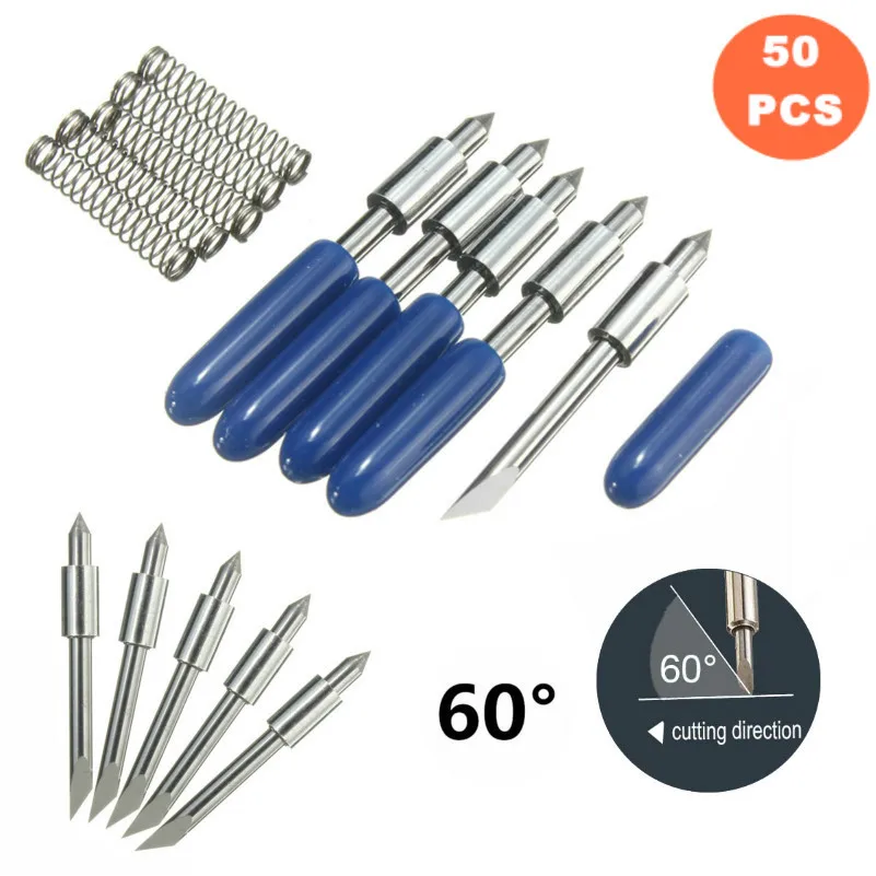 50pcs 60degree KZTech 50 шт. 30 45 60 градусов виниловый резак лезвие для Graphtec CB15 плоттер Cricut лезвие CB15U машина Силуэт КАМЕЯ резка - Длина режущей кромки: 50pcs 60degree