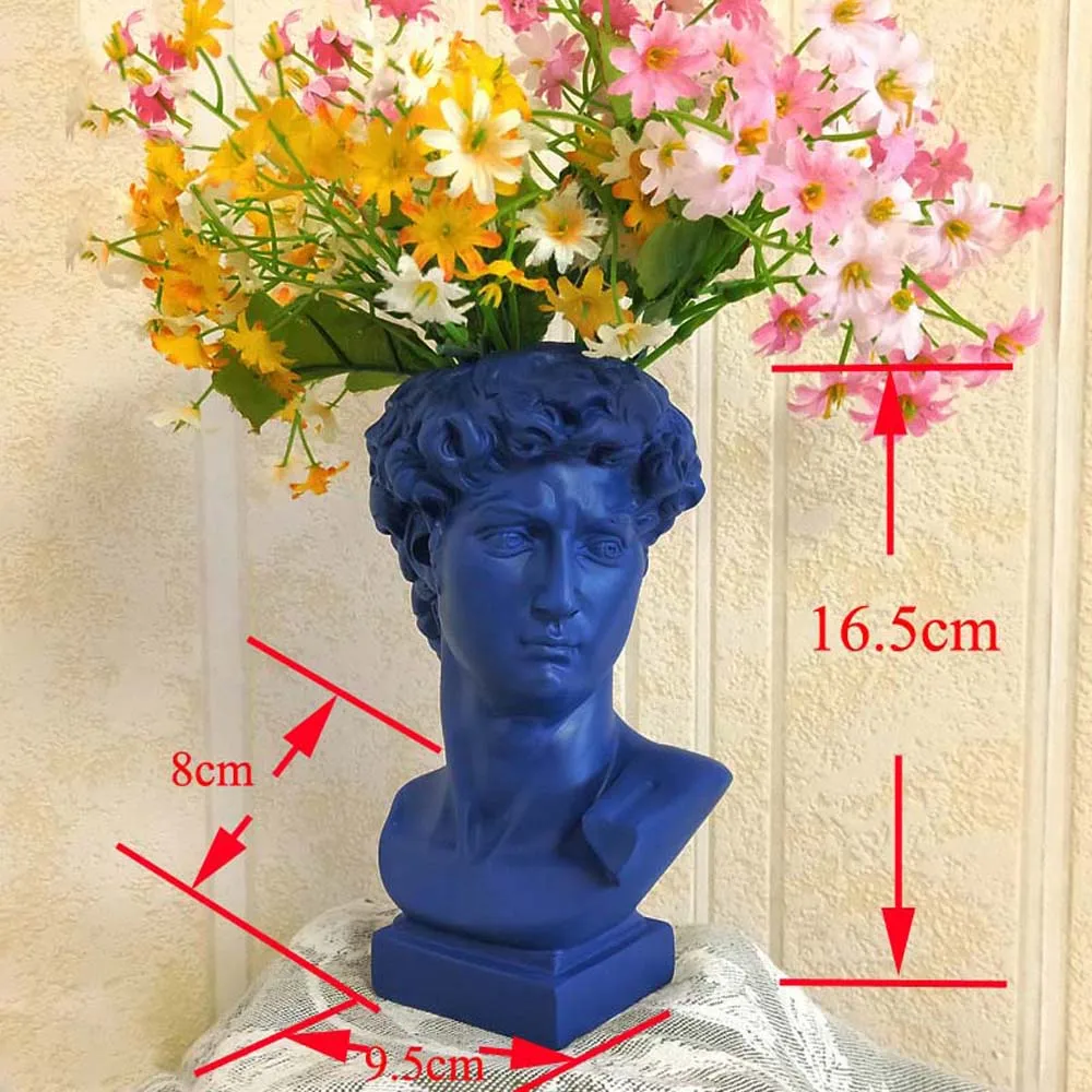 

Resin Vase Home Decoration Makeup Brush Storage Box Pen Holder European Style Decoration David Head Sculpture Model Wedding